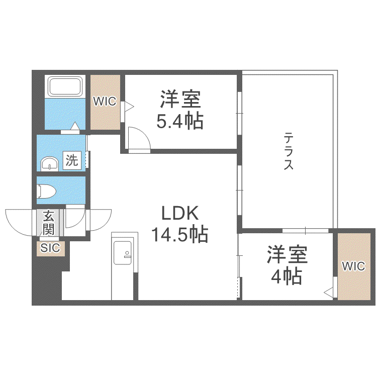 ブランシャールAS北16条N(2LDK/1階)の間取り写真