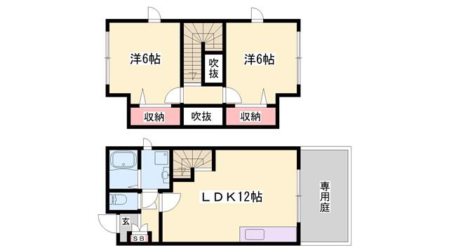 シャルダン(2LDK/1階)の間取り写真