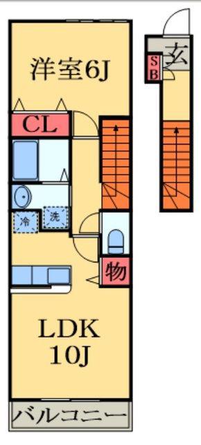 プラウド幕張本郷7(1LDK/2階)の間取り写真