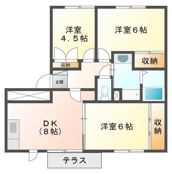 サンフラワーII(3DK/1階)の間取り写真