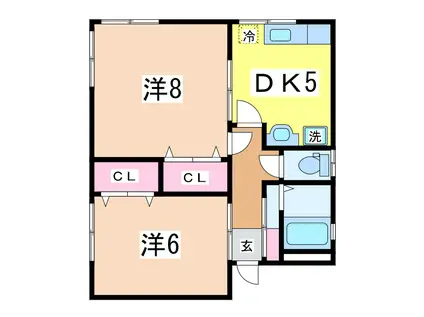 竹内アパート(2DK/2階)の間取り写真
