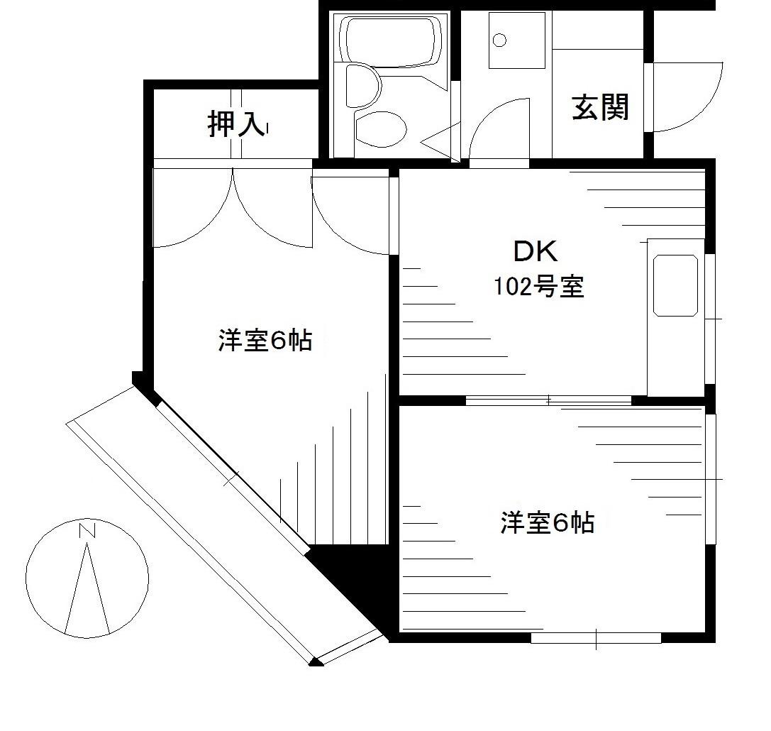 メゾネット高瀬(2DK/1階)の間取り写真