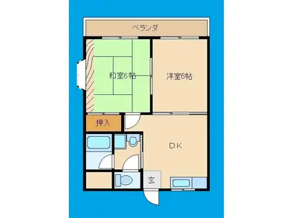 NKハイム3(2DK/3階)の間取り写真