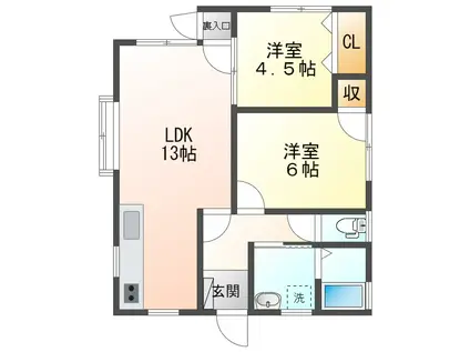 コンフォート日宇(2LDK/2階)の間取り写真