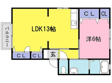 シャーメゾン・アヴァンセM2(1LDK/1階)の間取り写真
