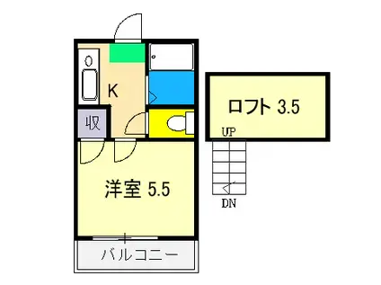 イースト(1K/1階)の間取り写真