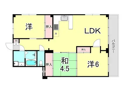 ドゥエリング北夙川(3LDK/2階)の間取り写真