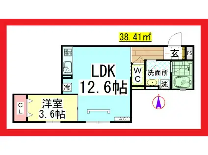 DL クレール(1LDK/1階)の間取り写真