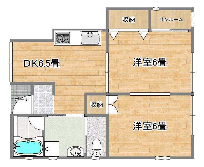 アイビスII(2DK/1階)の間取り写真