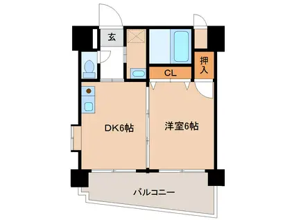 グローバル金池(1DK/8階)の間取り写真