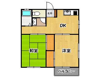 メゾンT2(2K/2階)の間取り写真