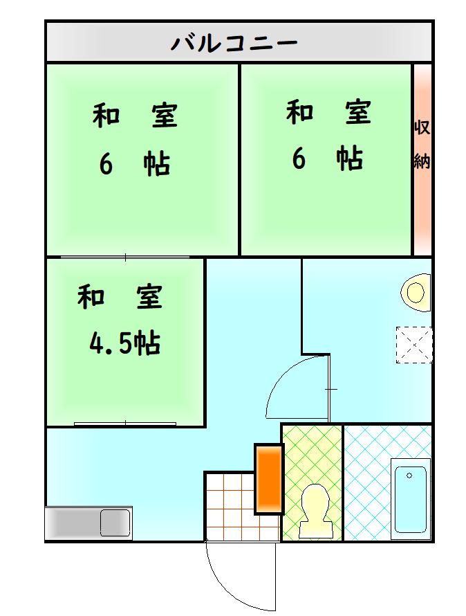 剣持コーポB棟(3DK/1階)の間取り写真