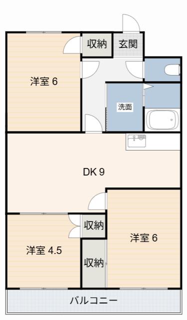 サンライフ弁天(3DK/3階)の間取り写真