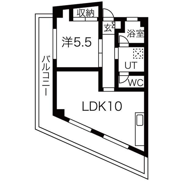 森ビル(1LDK/6階)の間取り写真