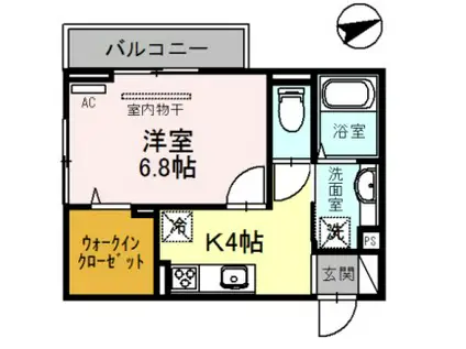 R-001(1K/3階)の間取り写真