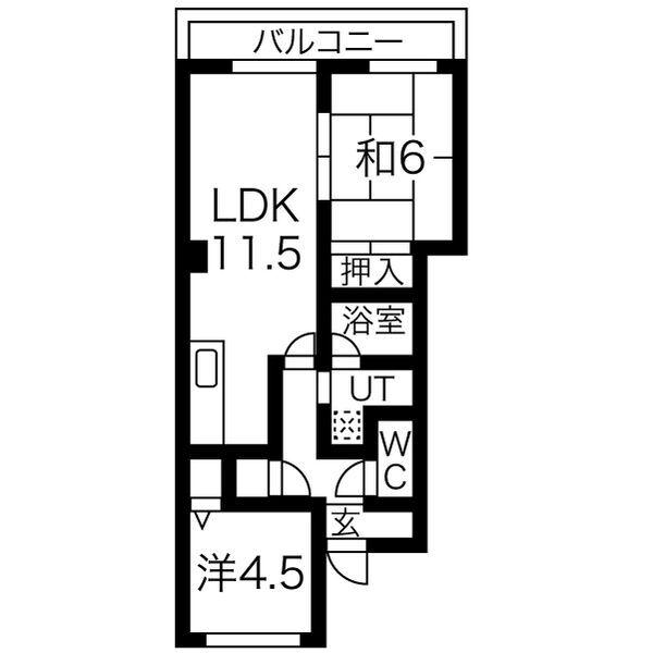 リブレM鳥神(2LDK/2階)の間取り写真