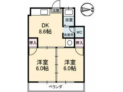 上野ビル(2DK/3階)の間取り写真