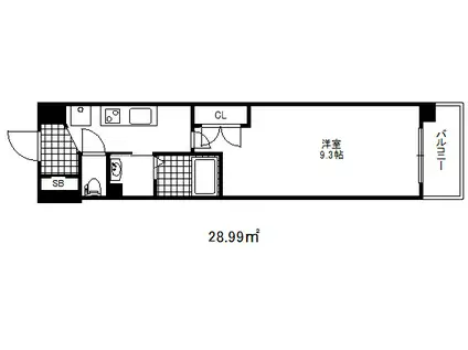 アルファレガロ神戸ウエスト(1K/7階)の間取り写真