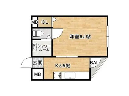 第2松山ハイツ(1K/3階)の間取り写真