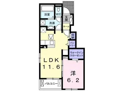 クラウド平井 II(1LDK/1階)の間取り写真