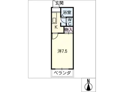 ミノタハイツ出川 II(1K/3階)の間取り写真