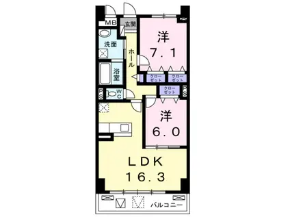ムーンヒルズ大阪(2LDK/11階)の間取り写真