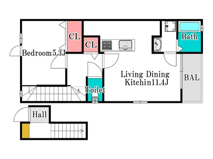 FORTUNA(1LDK/1階)の間取り写真