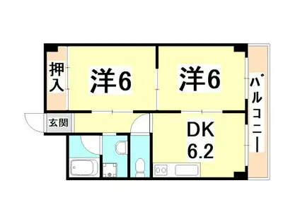メゾン大徳(2DK/2階)の間取り写真