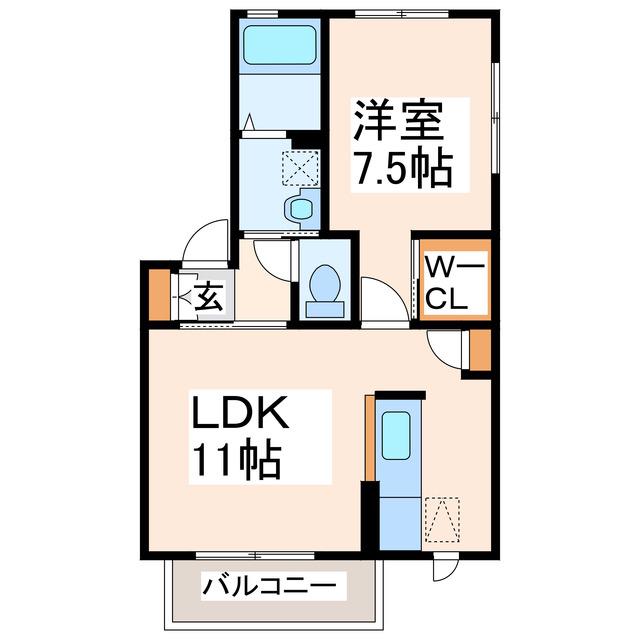 サクラージュII(1LDK/2階)の間取り写真