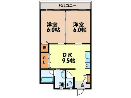 松城ビル(2DK/3階)の間取り写真