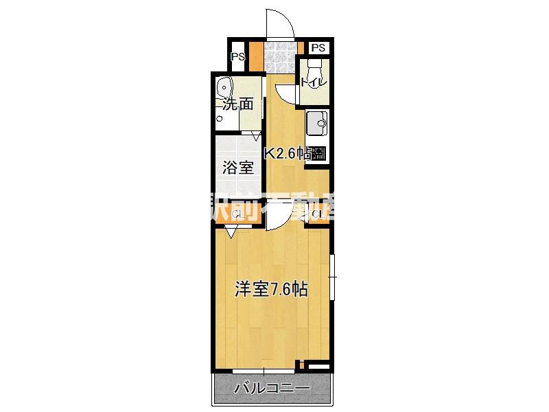 シエロアスール姪浜(1K/1階)の間取り写真