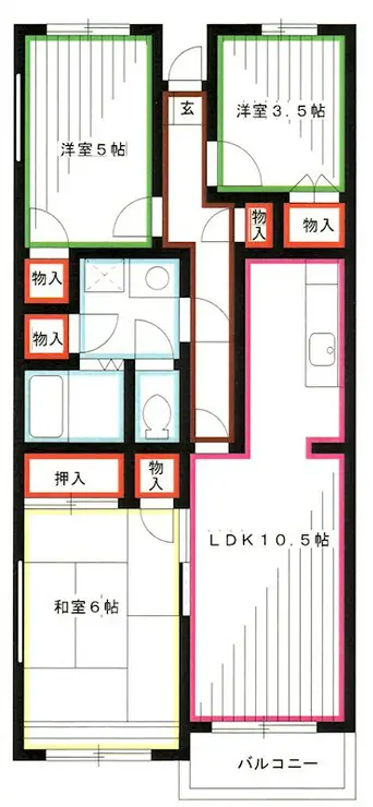 サンフラットむさしの 3階階 間取り