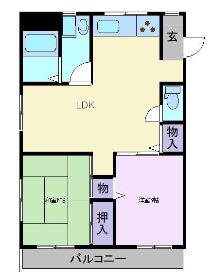 浜寺昭和ハイツ(2LDK/2階)の間取り写真