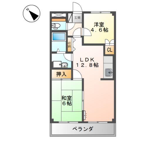 カナール(2LDK/1階)の間取り写真