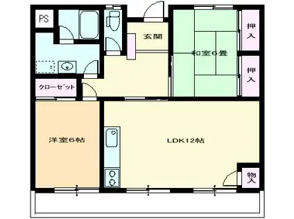 ハイツ神田(2LDK/1階)の間取り写真