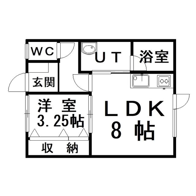 クリスタルII(1LDK/1階)の間取り写真