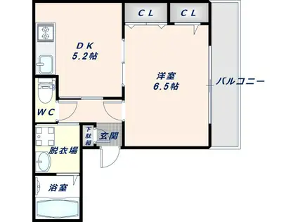 シエークル鴫野(1DK/1階)の間取り写真