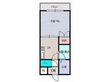 ユーベル1(1DK/3階)の間取り写真