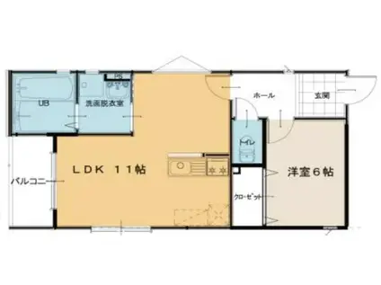 アライアンス富田林(1LDK/3階)の間取り写真