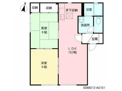 ヴェルドミール A棟(2LDK/1階)の間取り写真