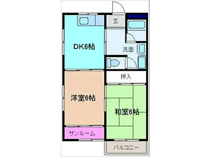シャリエ(2DK/3階)の間取り写真