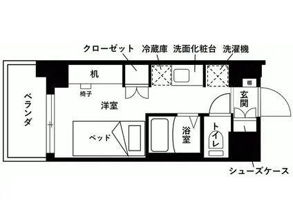 KDXレジデンス津田沼III(ワンルーム/7階)の間取り写真