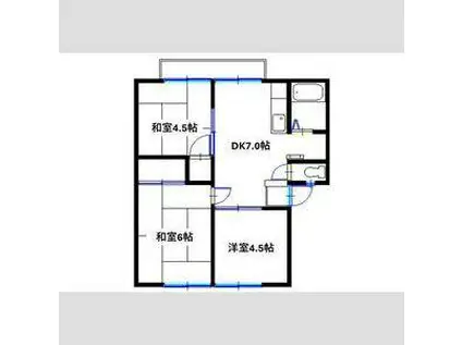 ウィンディア(3DK/1階)の間取り写真