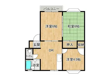 セカンドヴィラA(3DK/2階)の間取り写真