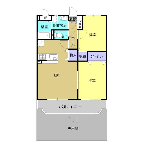 グランシャトー(2LDK/1階)の間取り写真