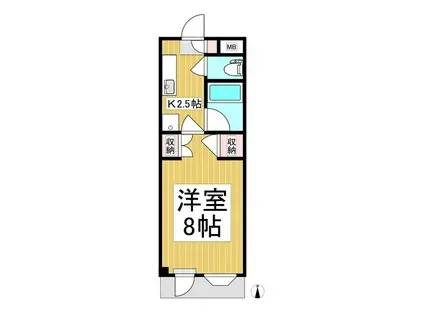 アセラ21 B棟(1K/1階)の間取り写真