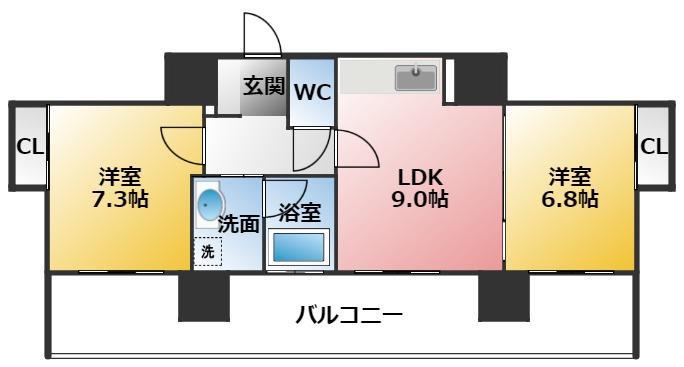 さくらHILLS NAGOYA ウエスト(2LDK/9階)の間取り写真