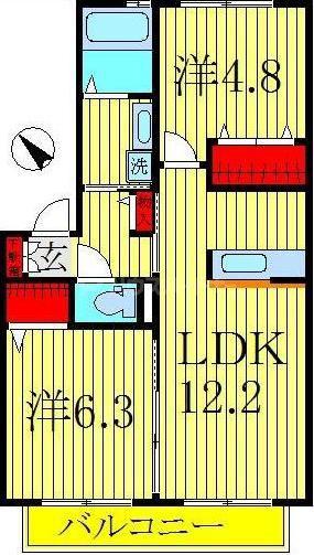 CREST PLAISIR(2LDK/2階)の間取り写真