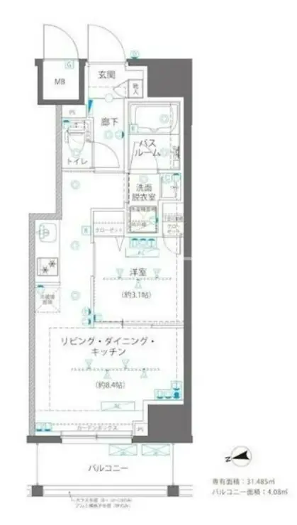ZOOM浅草WEST 8階階 間取り
