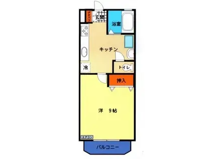 つつじ10号棟(1DK/2階)の間取り写真